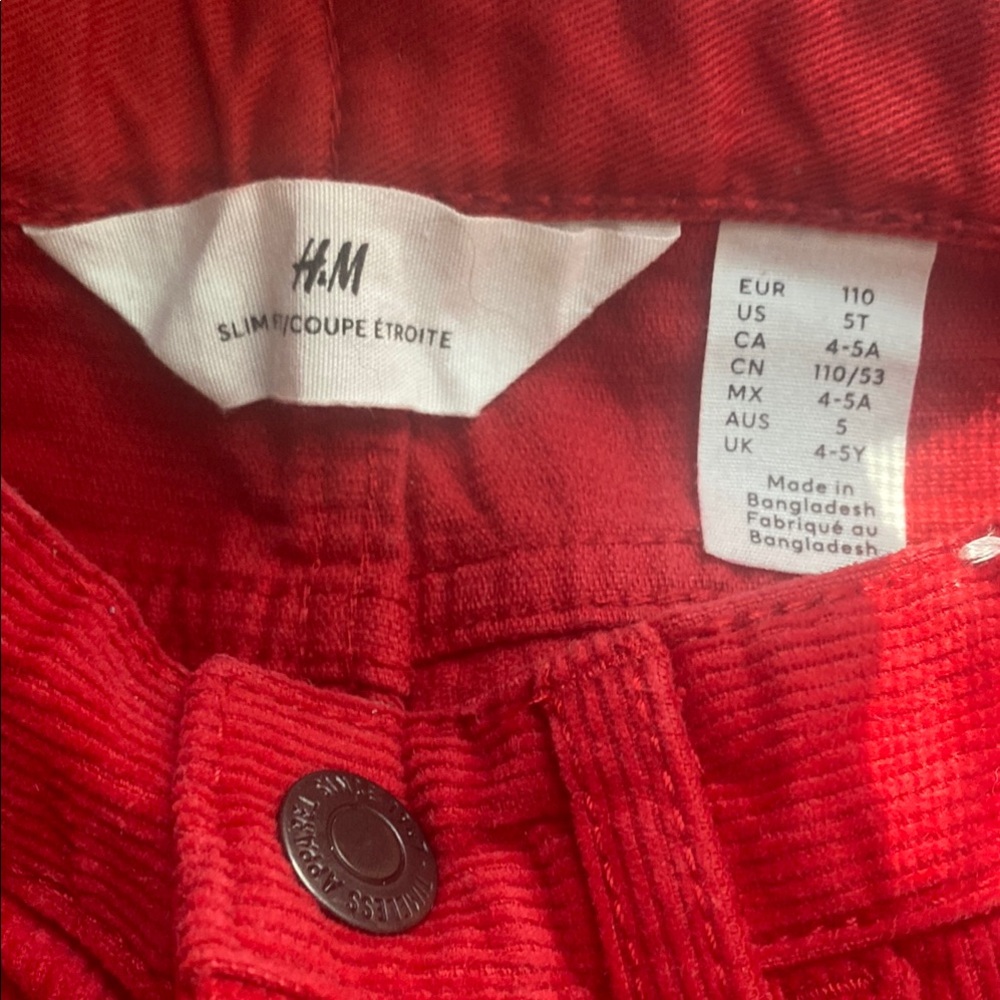 H&M Red Corduroy Pants